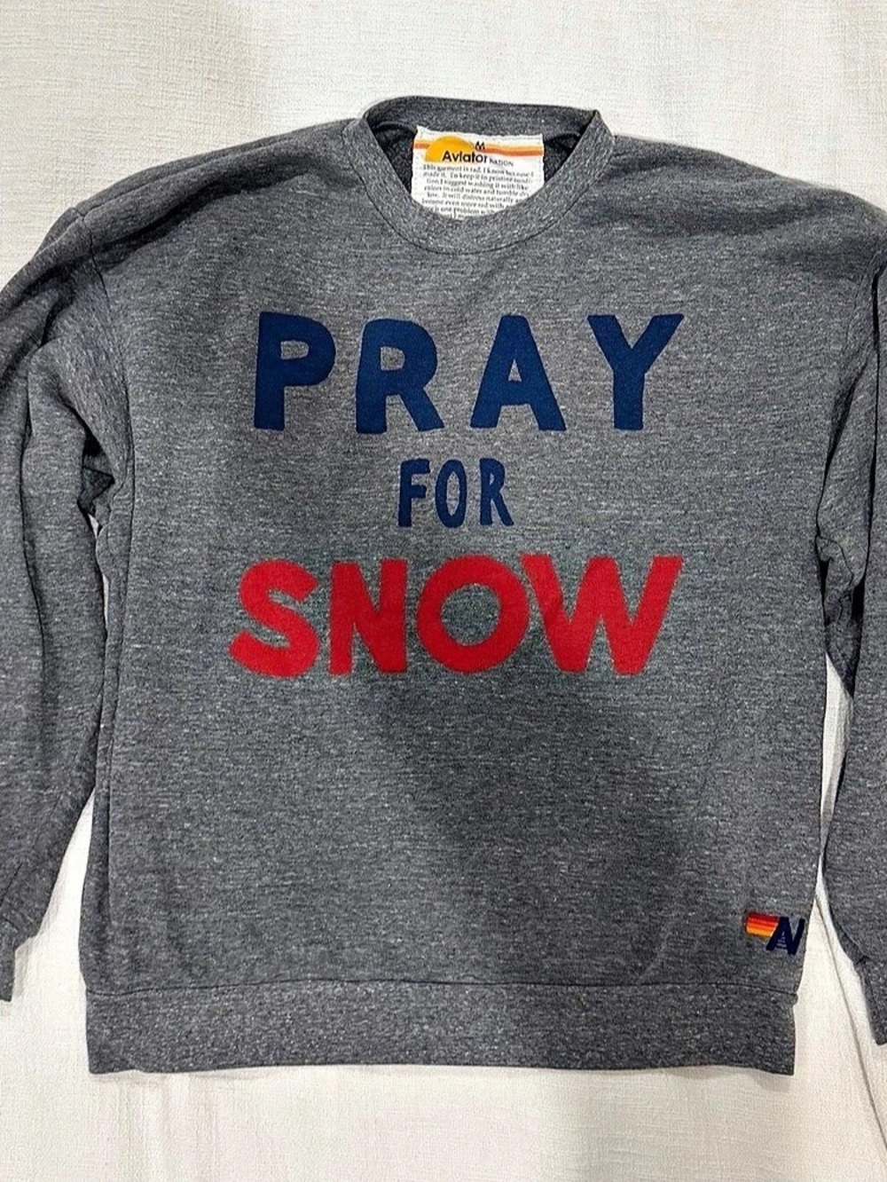 Aviator Nation Pray for Snow Relaxed Crew Sweatshirt